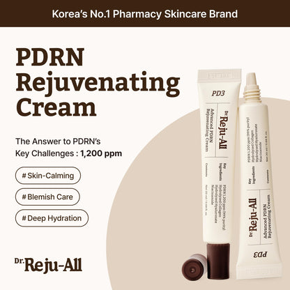 Dr. Reju-All Advanced PDRN Rejuvenating Cream – 99% Pure Salmon DNA Gel Type Face Moisturizer – Optimal 1200ppm for Glass Skin & Plumping – Korean Pharmacy Anti-Aging Skin Care Face Cream - 20ml