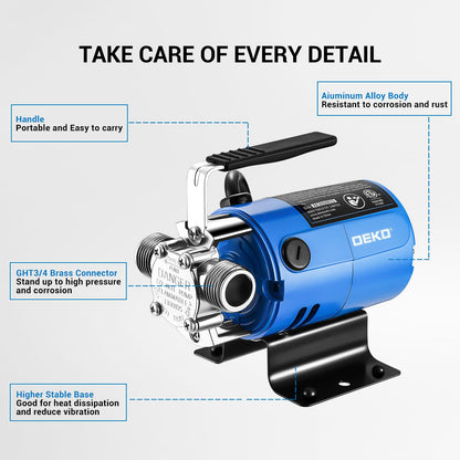 Water Transfer Pump: DEKOPRO Transfer Pump Electric Water Pump Utility Pump Rain Barrel Garden Hose Pump 115V - Available at All In One Marketplace Canada