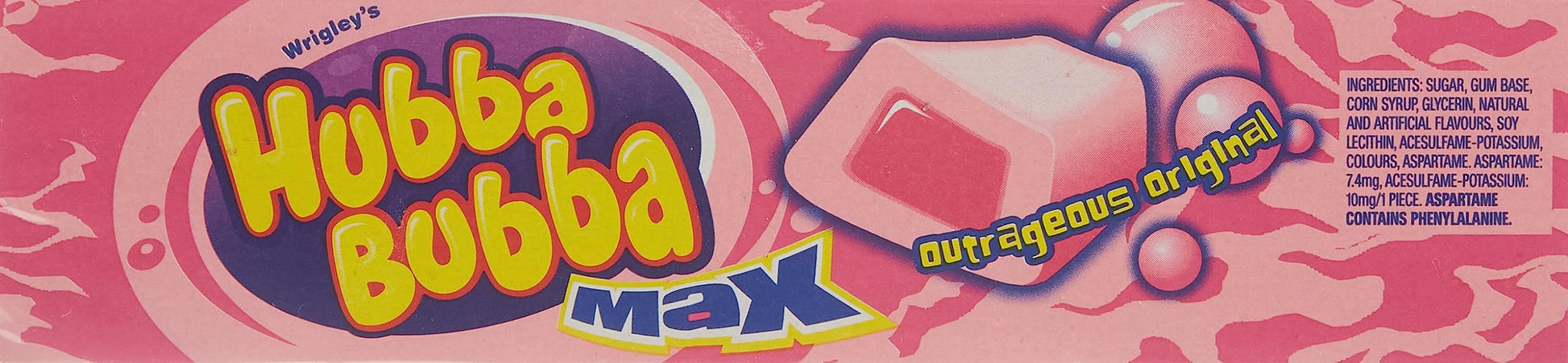Hubba Bubba Outrageous Original Bubble Gum – 18 Packs of 5 Pieces