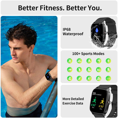 Smart Watch for Men Women, Bluetooth Call Smartwatch with AI Voice, 1.85" HD Fitness Watch, Heart Rate/Steps/Sleep Monitor, 100+ Sports Modes, IP68 Waterproof Watch for Android iOS - Available at All In One Marketplace Canada