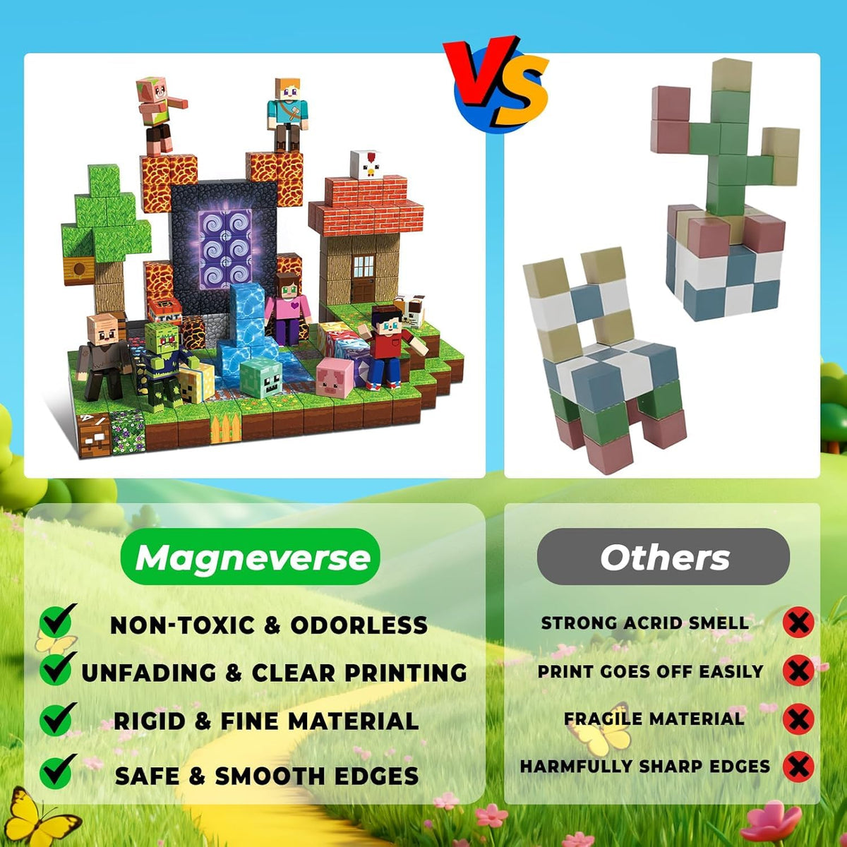 Magnetic Blocks -210PCS Magnetic Building Block for Kids Ages 4-8 9-12, Magnet Blocks Cubes with Collectible Doll Constructions Toy for Boys Girls, STEM Stacking Toys Christmas Halloween Easter Gifts 🍁 All In One Marketplace Canada