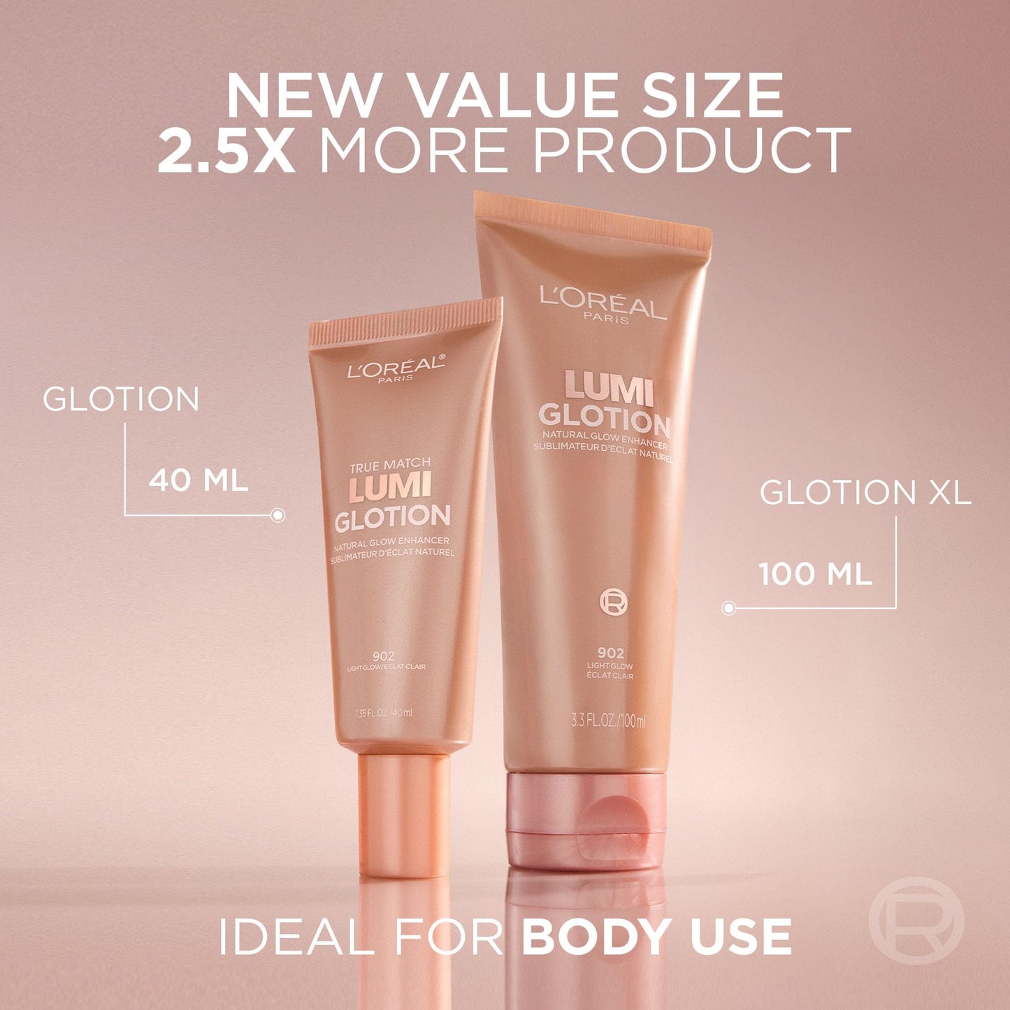L’Oréal Paris Lumi Glotion Jumbo, Highlighter Makeup, Natural Glow Enhancer for Face & Body, Instantly Hydrates and Illuminates Skin, Sheer Colour Tint, Offers a Sunkissed Glow, 904 Deep, 100 mL