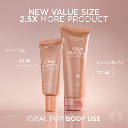 L’Oréal Paris Lumi Glotion Jumbo, Highlighter Makeup, Natural Glow Enhancer for Face & Body, Instantly Hydrates and Illuminates Skin, Sheer Colour Tint, Offers a Sunkissed Glow, 904 Deep, 100 mL