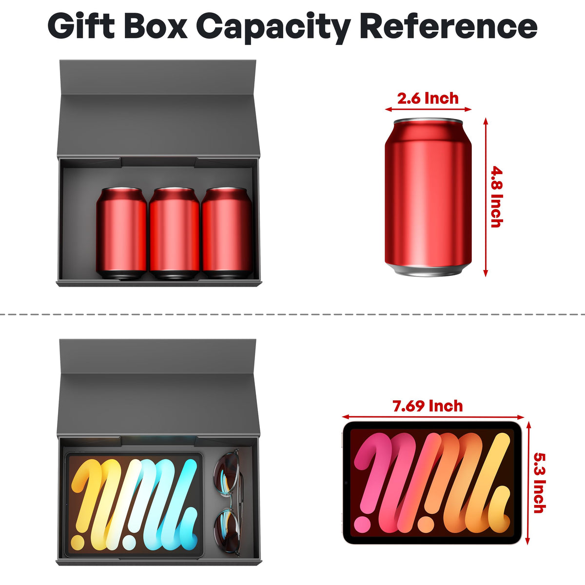 RYDDOY 9.5x6x3'' Gift Box, 5 Pack Black Gift Boxes with Lids for Presents 🍁 All In One Marketplace Canada
