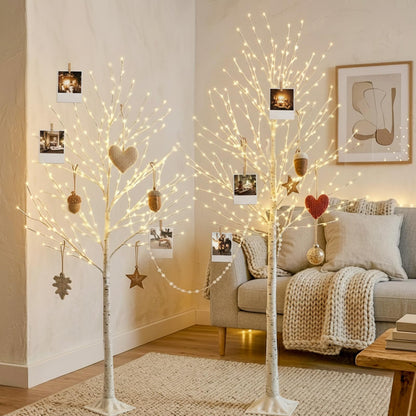 EAMBRITE Christmas Decor, 2 Pack Lighted Birch Tree Indoor Outdoor Decorations, 5FT 6FT Prelit Artificial Tree with Timer and Dimmer for Home Room Wedding Christmas Decorations 🍁 All In One Marketplace Canada