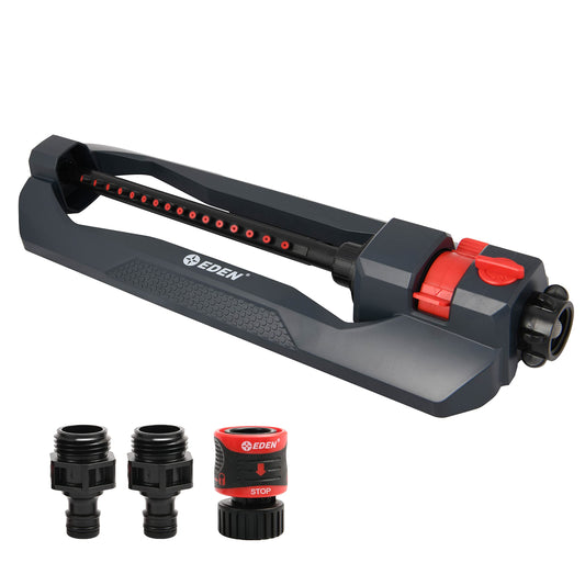 Eden 94105 Weighted Oscillating Sprinkler | Covers Up to 3,600 sq. ft., 16 Precision Nozzles, Adjustable Range, Flow Control, Turbo Drive Motor, Quick Connect Bundle 🍁 All In One Marketplace Canada