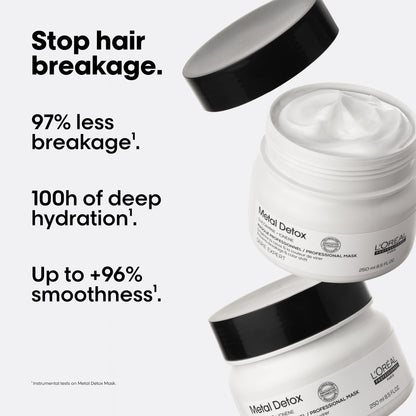 L'Oréal Professionnel Metal Detox Mask, Anti-Metal Hair Mask for Color Treated & Damaged Hair, Protects Color & Reduces Breakage, 250 ML - Available at All In One Marketplace Canada