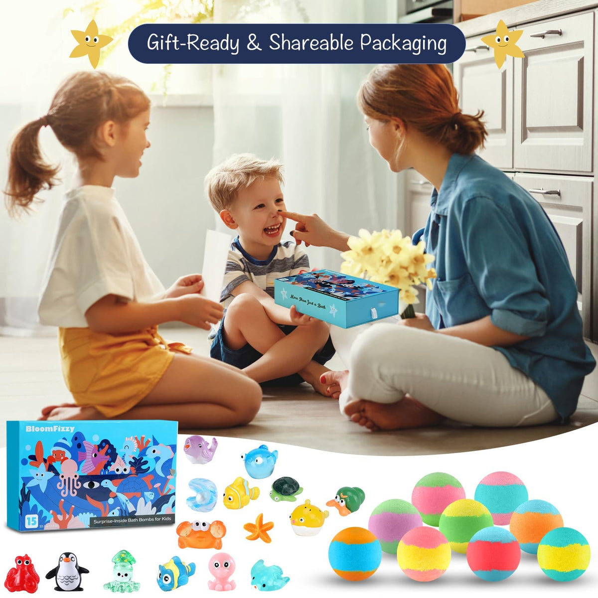 15 Pack Sea Surprise Bath Bombs for Kids, Organic Child-Safe Gift Set 🍁 All In One Marketplace Canada