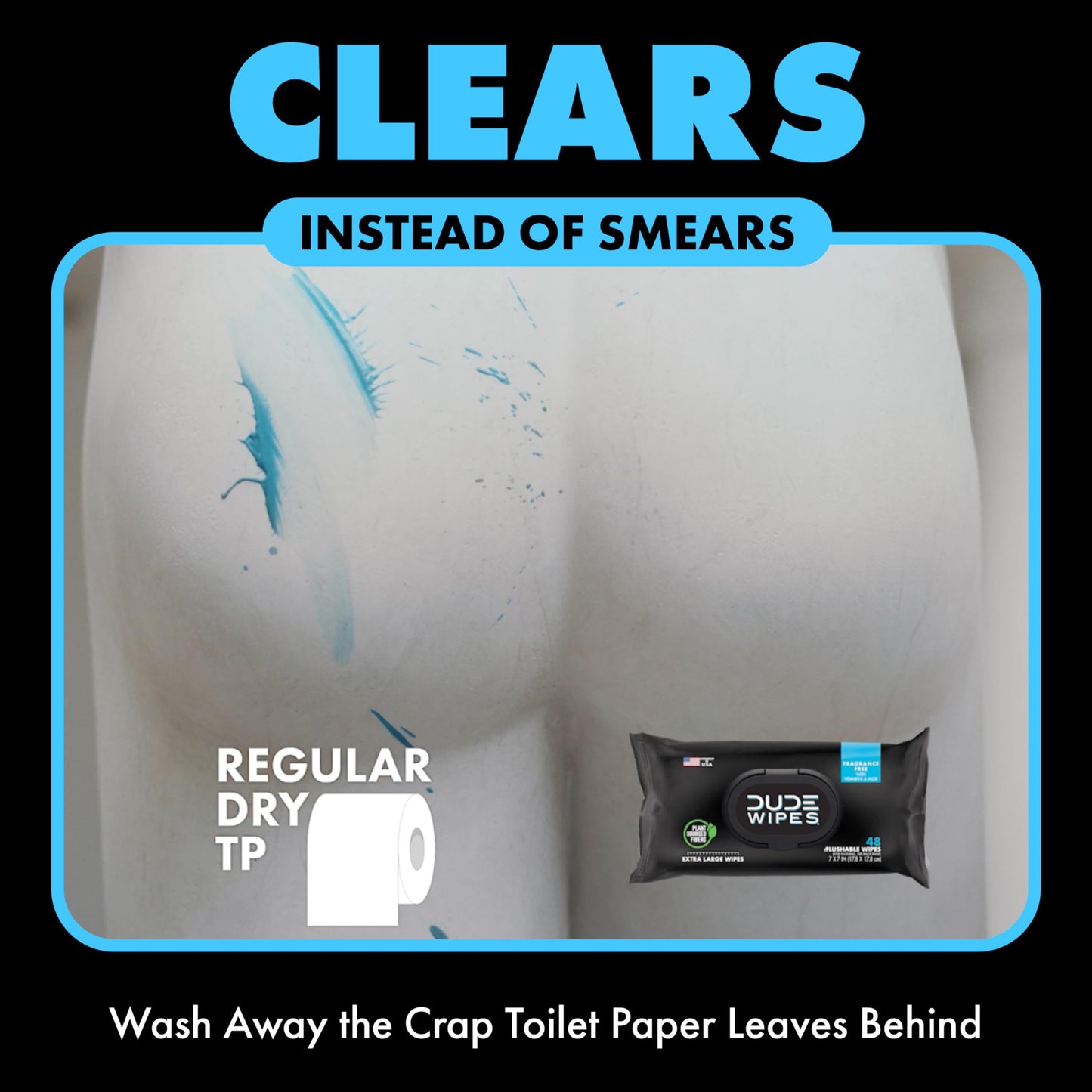 DUDE Wipes Flushable Wet Wipes Dispenser (3 Packs 48 Wipes), Unscented Wet Wipes with Vitamin-E & Aloe for at-Home Use, Septic and Sewer Safe - Available at All In One Marketplace Canada