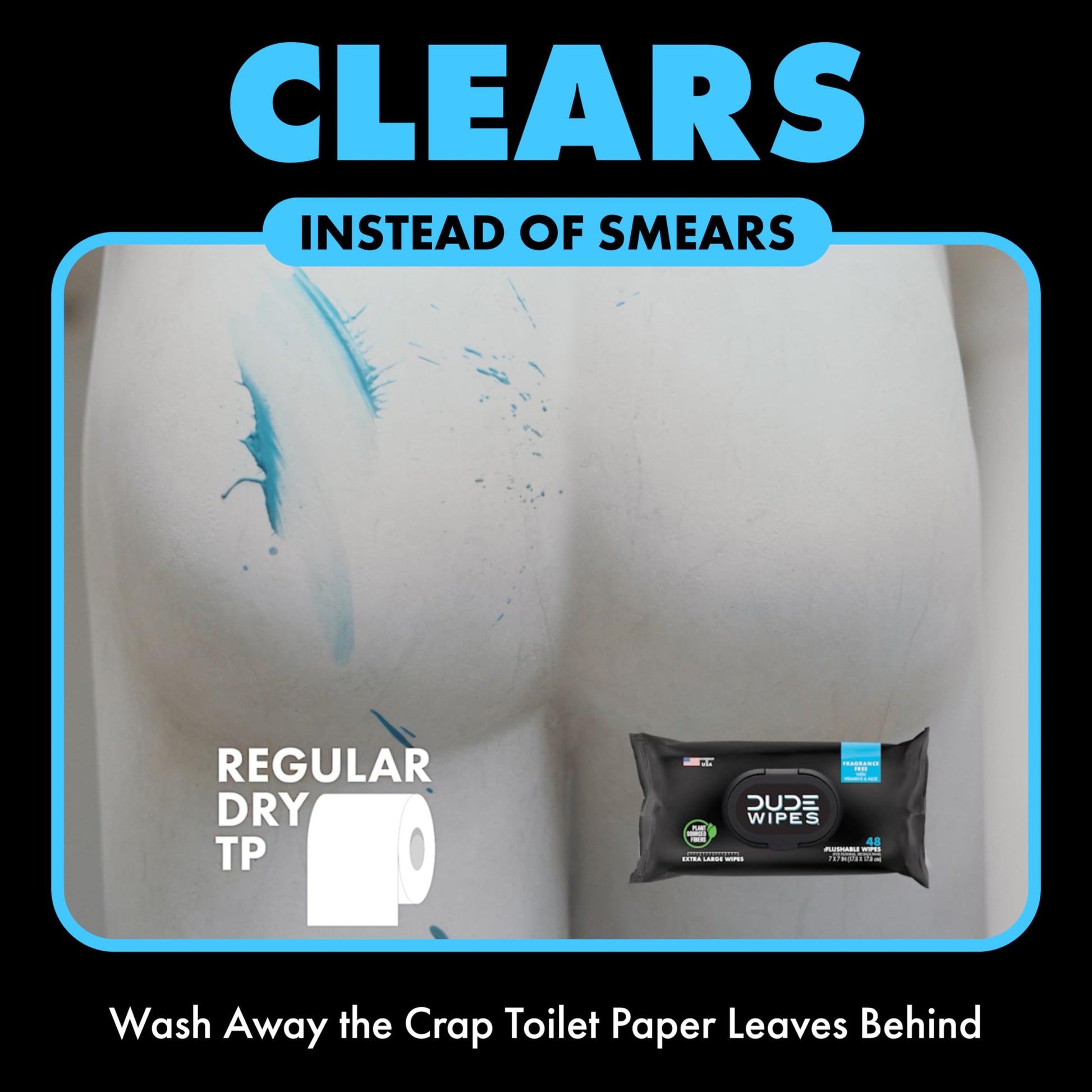 DUDE Wipes Flushable Wet Wipes Dispenser (3 Packs 48 Wipes), Unscented Wet Wipes with Vitamin-E & Aloe for at-Home Use, Septic and Sewer Safe - Available at All In One Marketplace Canada