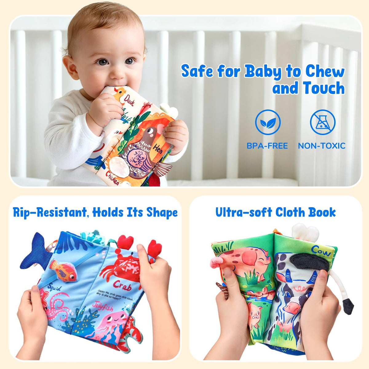 JoyCat Baby Toys 0-6 Months, 2PCS Crinkle Books for Babies 🍁 All In One Marketplace Canada