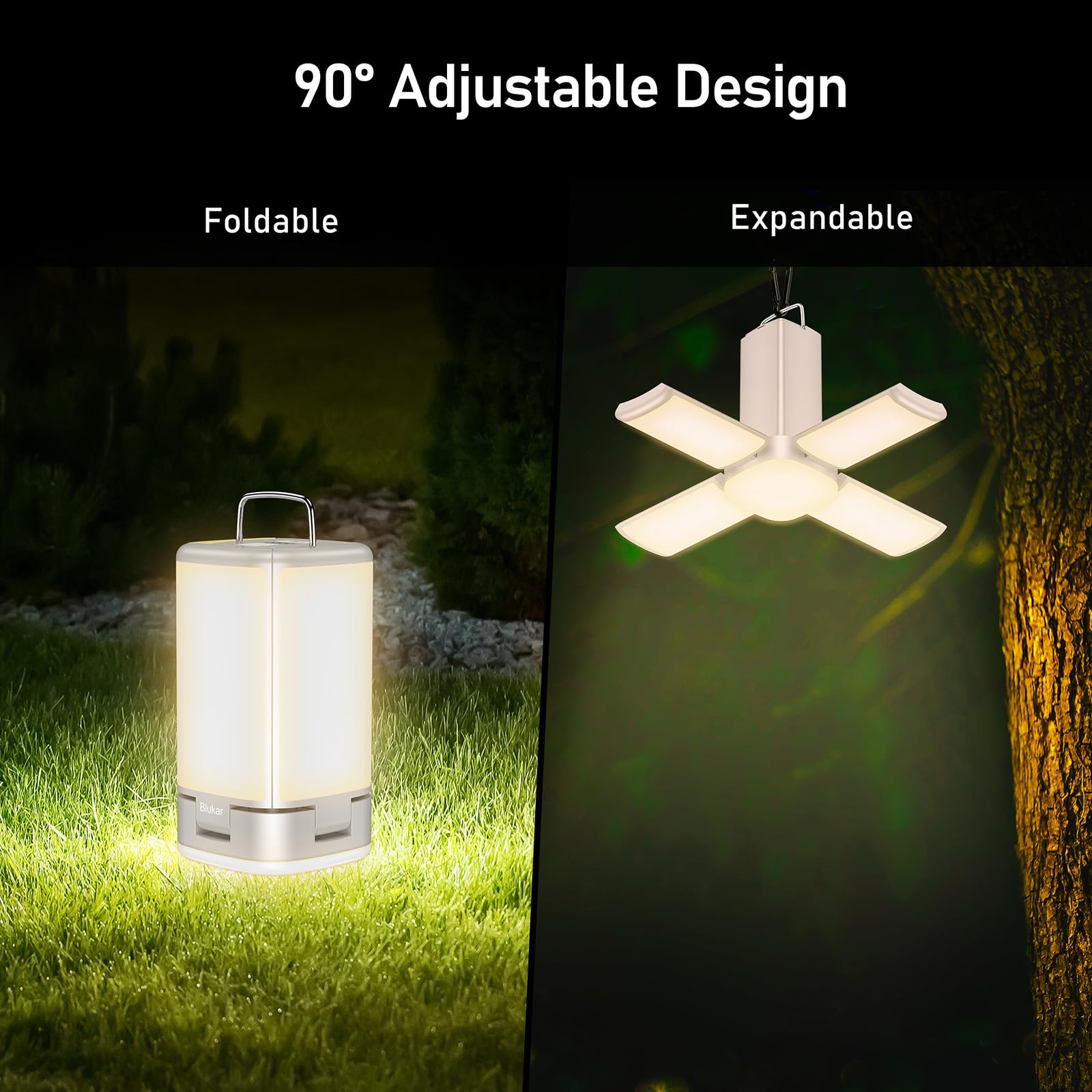 Blukar 116 LED Camping Lantern Rechargeable, 2000L Super Bright Camping Lights Lamp,7 Light Modes, 4800mAh Long Battery Life,90°Adjustable Outdoor Hanging Tent Accessories for Hiking Emergency Fishing