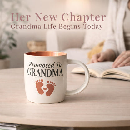 Triple Gifffted Promoted to Grandma Coffee Mug, Baby Reveal, 380 ml Ceramic 🍁 All In One Marketplace Canada