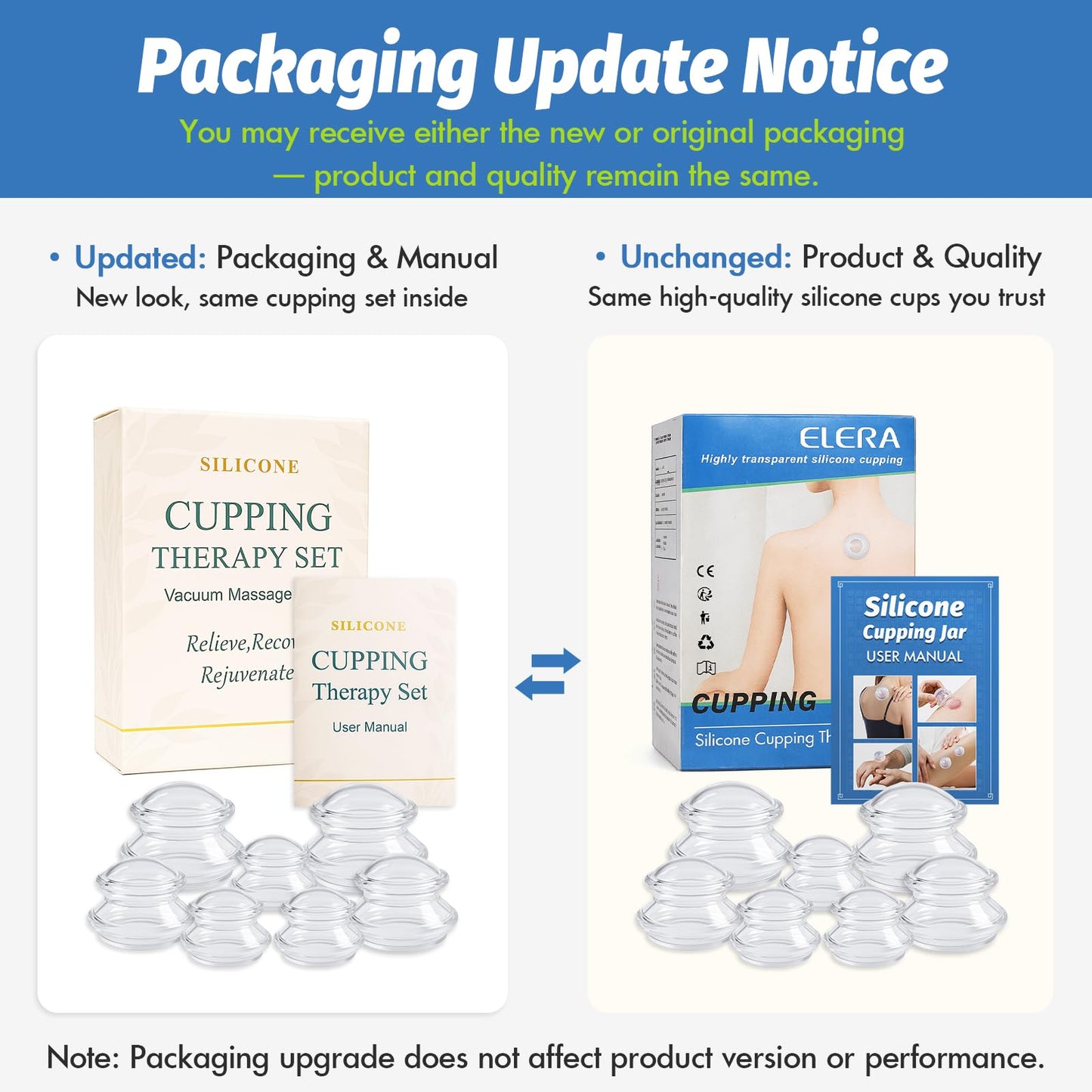 ELERA Silicone Cupping Therapy Set (3 Sizes, 7 Cups), Reusable Massage Cups for Deep Tissue, Cellulite, Face, Neck, Back, Joint, Body Relaxation - Available at All In One Marketplace Canada