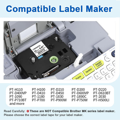 10 Pack Replace for Brother TZe-231 P Touch Label Maker Tape TZe TZ Tape 12mm 0.47 Laminated White TZe231 Compatible with Brother Ptouch PTH110 PT-D210 PTD600 PTD400AD PT-1290 Label Makers