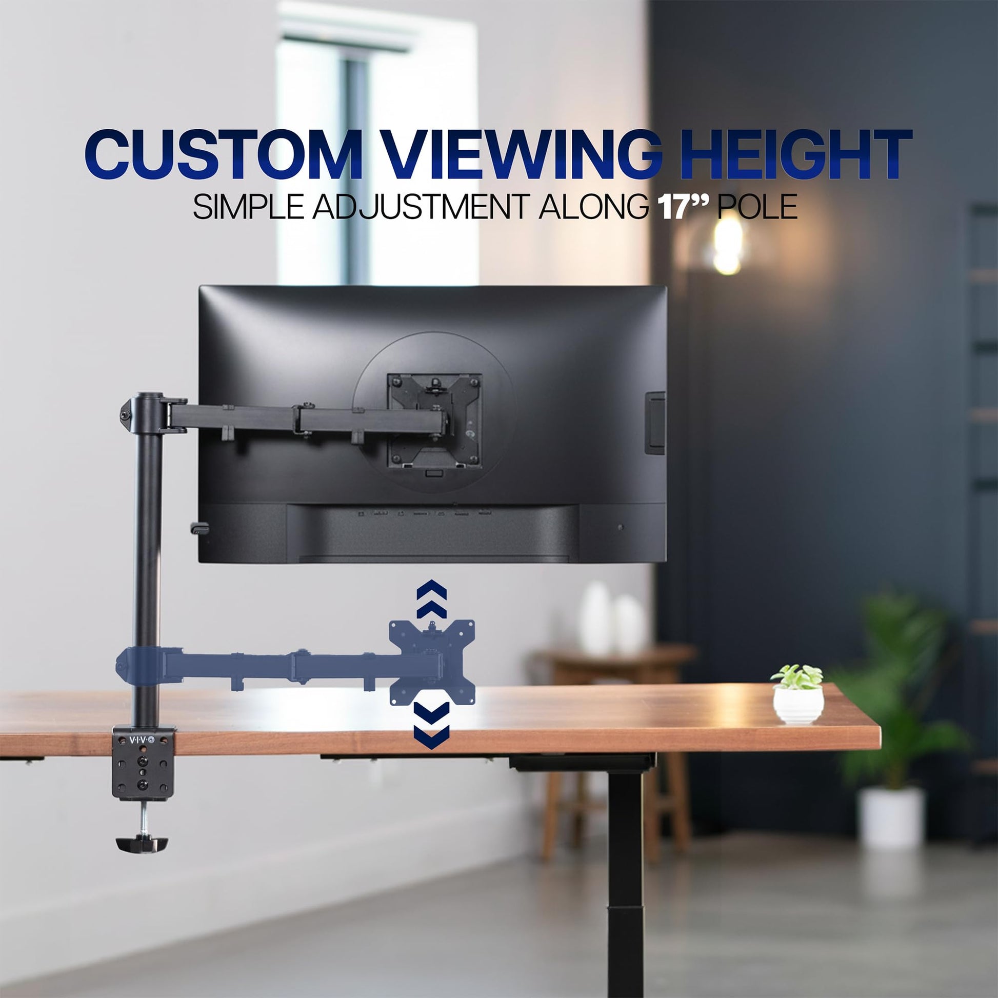 VIVO Single Monitor Arm Desk Mount, Holds Screens up to 32 inch Regular and 38 inch Ultrawide, Fully Adjustable Stand with C-Clamp and Grommet Base, VESA 75x75mm or 100x100mm, Black, STAND-V001