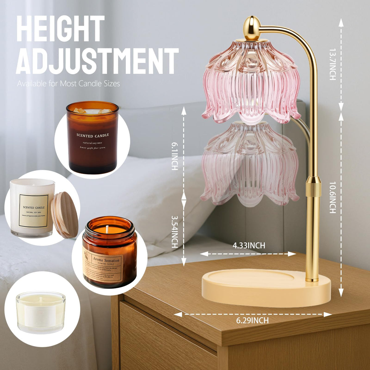 GEEZO Fragrance Candle Warmer Lamp,Electric Candle Warmer with Timer & Dimmer, Mom Christmas Birthday Gifts for Women, House Warming Gifts New Home Bedroom Decor 🍁 All In One Marketplace Canada