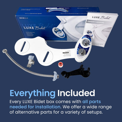 LUXE Bidet NEO 185 - Dual Nozzle, Self-Cleaning, Non-Electric Bidet Attachment for Toilet Seat, Adjustable Water Pressure, Rear & Feminine Wash (Blue)