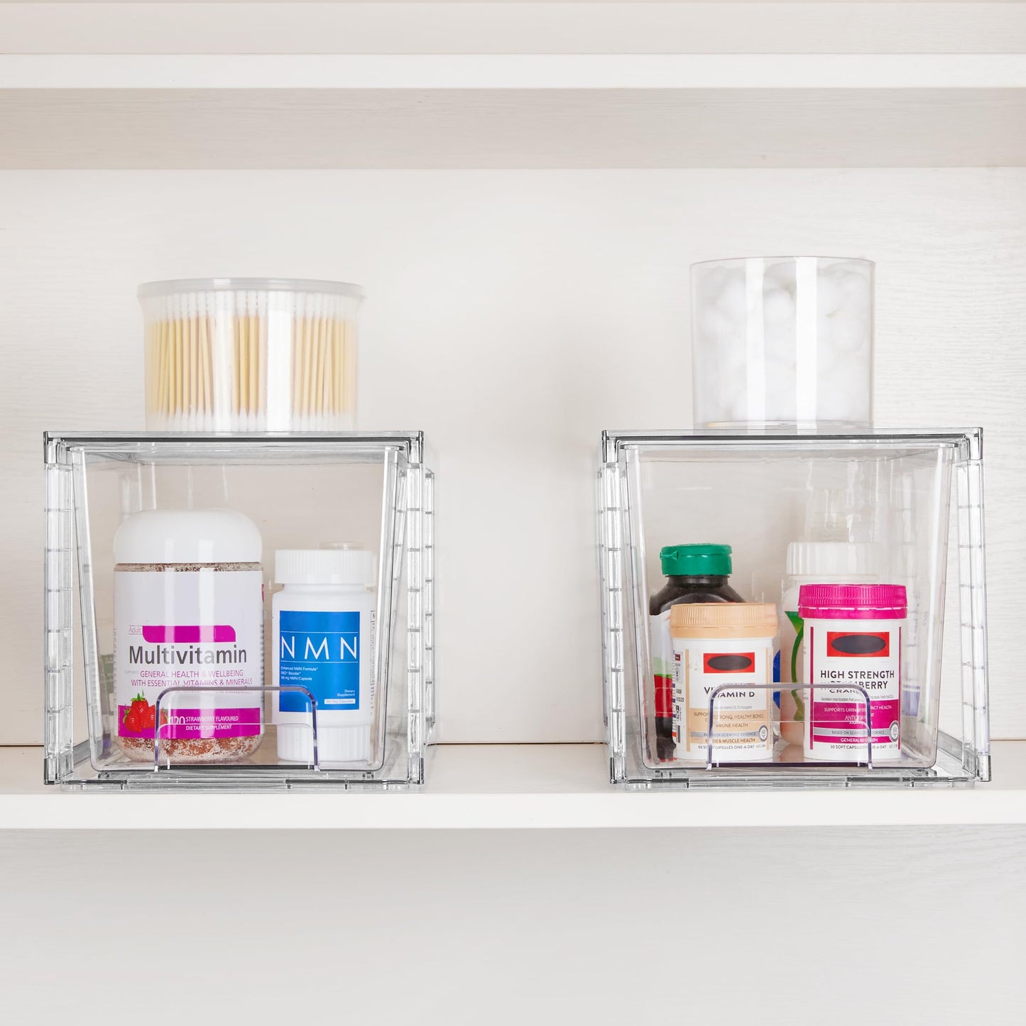 Vtopmart 4 Pack Large Stackable Storage Drawers,Clear Acrylic Drawer Organizers with Handles, Easily Assemble for Bathroom,Kitchen Undersink,Cabinet,Closet,Makeup,Pantry Organization and Storage - Available at All In One Marketplace Canada