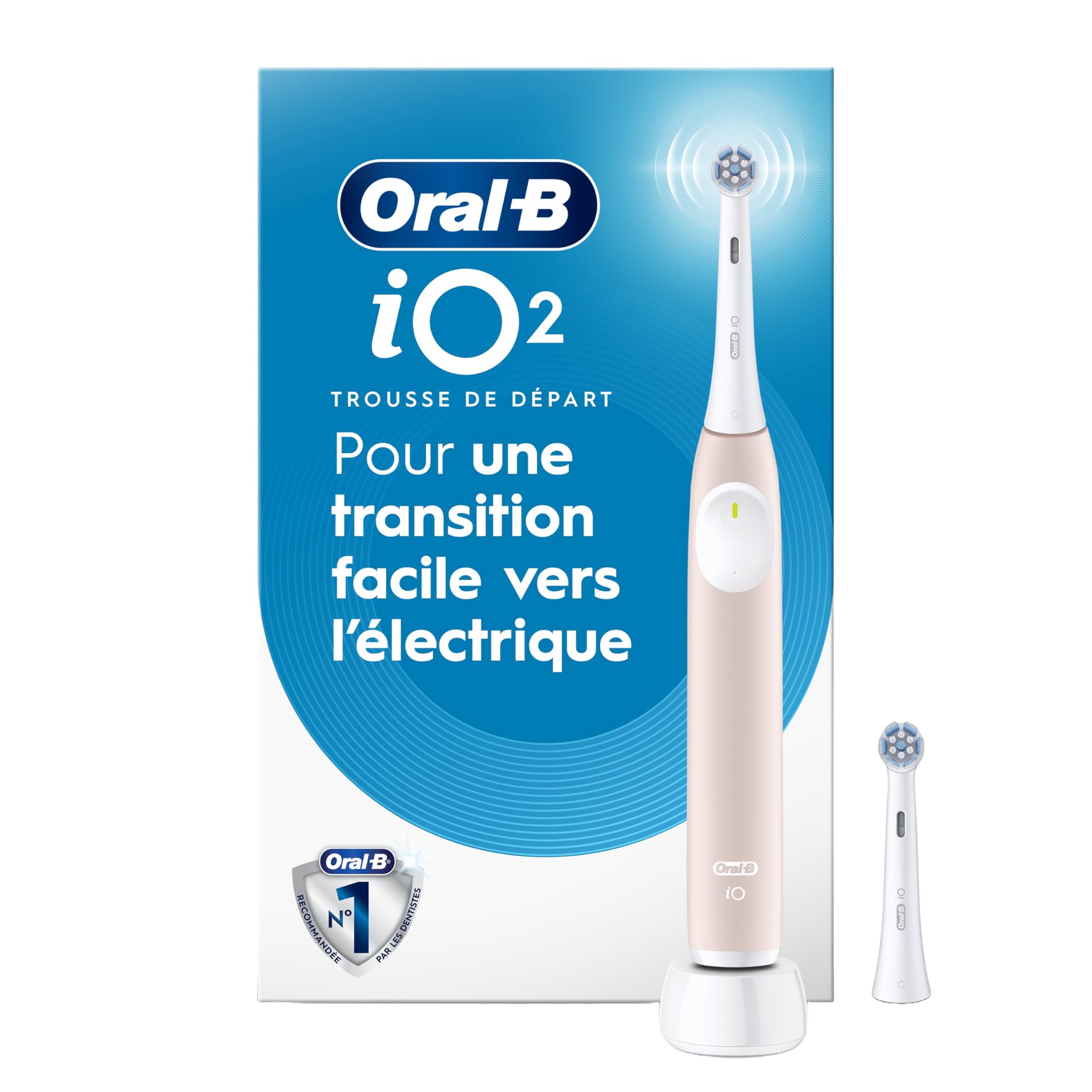 Oral-B iO2 Electric Toothbrush, for an Easy Switch to Electric, Peach, Rechargeable Electric Toothbrushes, iO Series 2 Limited with 1 Power Toothbrush, 1 Brush Head, and 1 Travel Case - Available at All In One Marketplace Canada