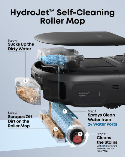 eufy New 2026 Robot Vacuum, C28 Omni, Upgraded from eufy X10 pro Omni, HydroJet Self-Cleaning Roller Mop, 15,000Pa Suction, All-in-1 Station,Tangle-Free,Auto Mop Washing&Drying, AI Obstacle Avoidance - Available at All In One Marketplace Canada