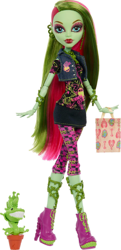 Monster High Boo-riginal Creeproduction Doll, Venus McFlytrap Collectible Reproduction with Doll Stand, Diary, and Pet Chewlian Monster High
