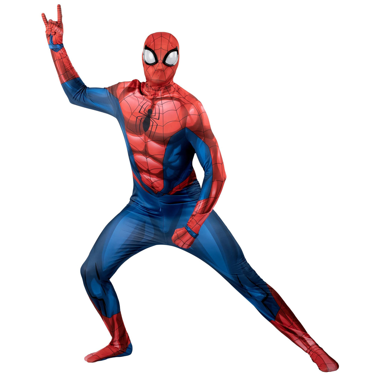 Costume de luxe officiel pour adulte MARVEL Spider-Man, style Zentai - Spandex extensible avec fermetures éclair dissimulées et fentes aux poignets (L)