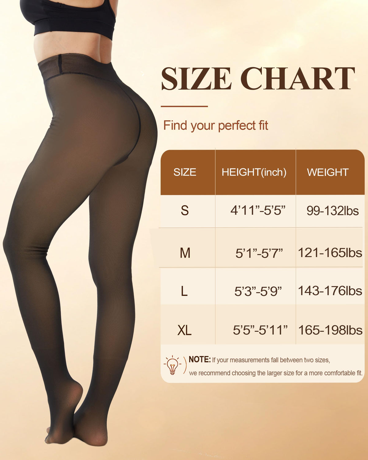 DUCMODA Womens Fleece Lined Tights Fake Translucent Warm Leggings-Black M 🍁 All In One Marketplace Canada