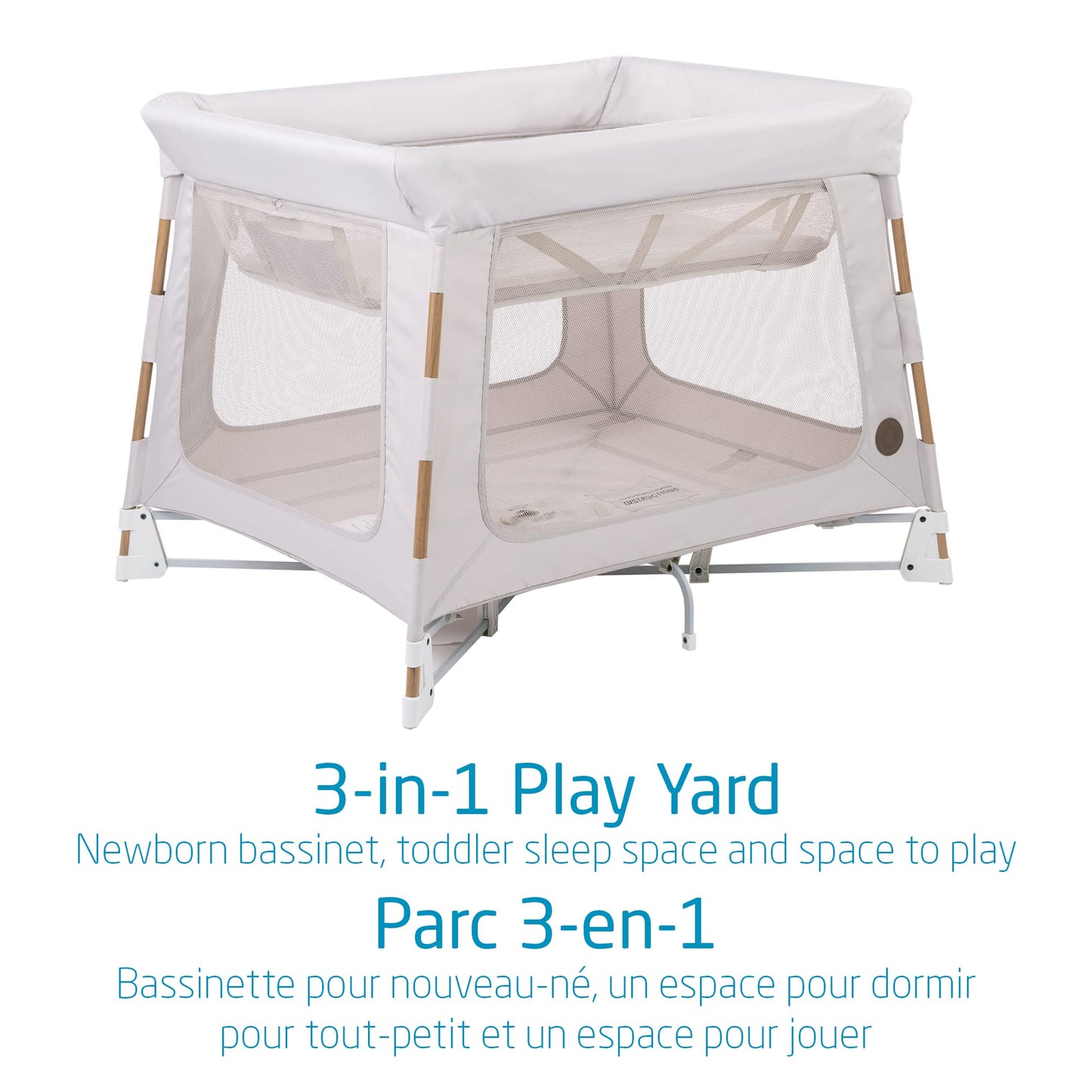 Maxi-Cosi Swift Playard, Playpen with 3-in-1 (Newborn bassinet, toddler, play), Portable, ultra comfort, 1 step fold, travel bag included, Horizon Sand Maxi-Cosi