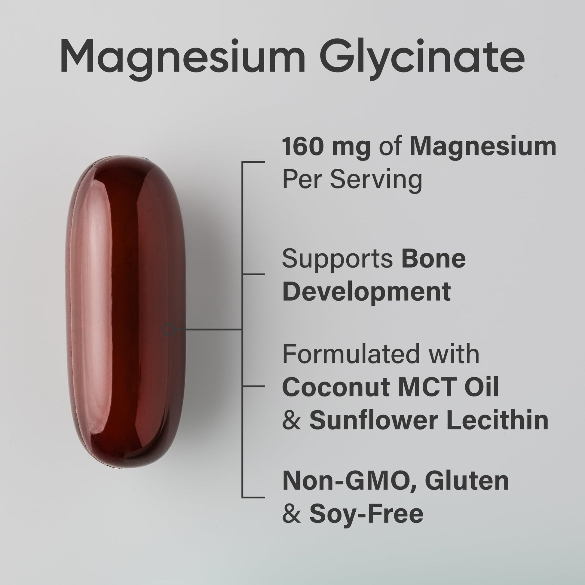 Sports Research® Magnesium Glycinate - Supports Bone Development & Muscle Function | 160mg of Chelated Elemental Magnesium w/Coconut MCT Oil | Non-GMO, Gluten & Soy Free - Liquid Softgels | 60 Count - Available at All In One Marketplace Canada