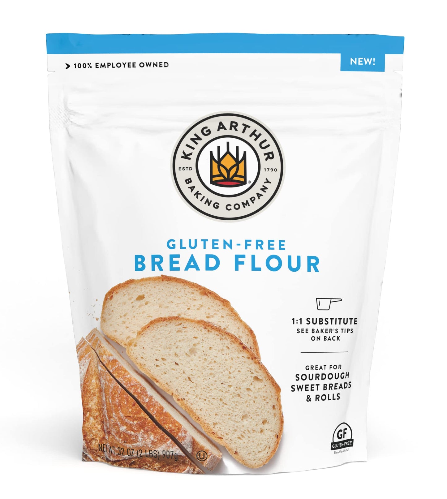 King Arthur Gluten-Free Bread Flour – 1:1 Replacement for Yeast Breads, 2 lb Bag