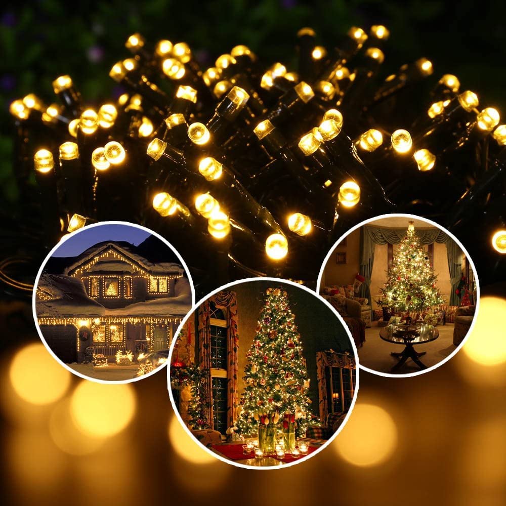 Solar String Lights Outdoor, 98.4ft 300 LED Solar Fairy Lights 8 Modes Waterproof Solar Powered Lights for Garden, Patio, Home, Party, Wedding, Holiday, Tree, Outdoor Decor (Warm White) 🍁 All In One Marketplace Canada