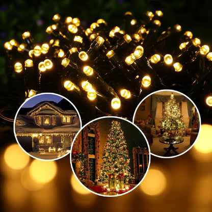 Solar String Lights Outdoor, 98.4ft 300 LED Solar Fairy Lights 8 Modes Waterproof Solar Powered Lights for Garden, Patio, Home, Party, Wedding, Holiday, Tree, Outdoor Decor (Warm White) 🍁 All In One Marketplace Canada
