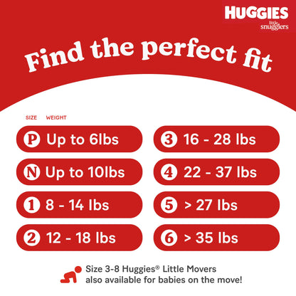 Couches pour bébés HUGGIES Little Snugglers, taille 4, 10-17 kg, 120 couches