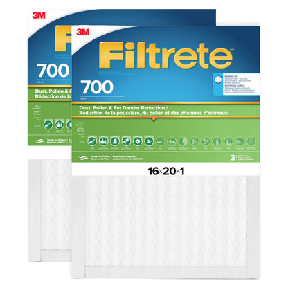 Filtrete 16x20x1 AC Furnace Air Filter, MPR 700, MERV 8, Tough on Pollen, Easy on Airflow, 3-Month Pleated 1-Inch Electrostatic Air Cleaning Filter, 2-Pack (Actual Size 15.68 x 19.68 x 0.78 in) 🍁 All In One Marketplace Canada Filtrete