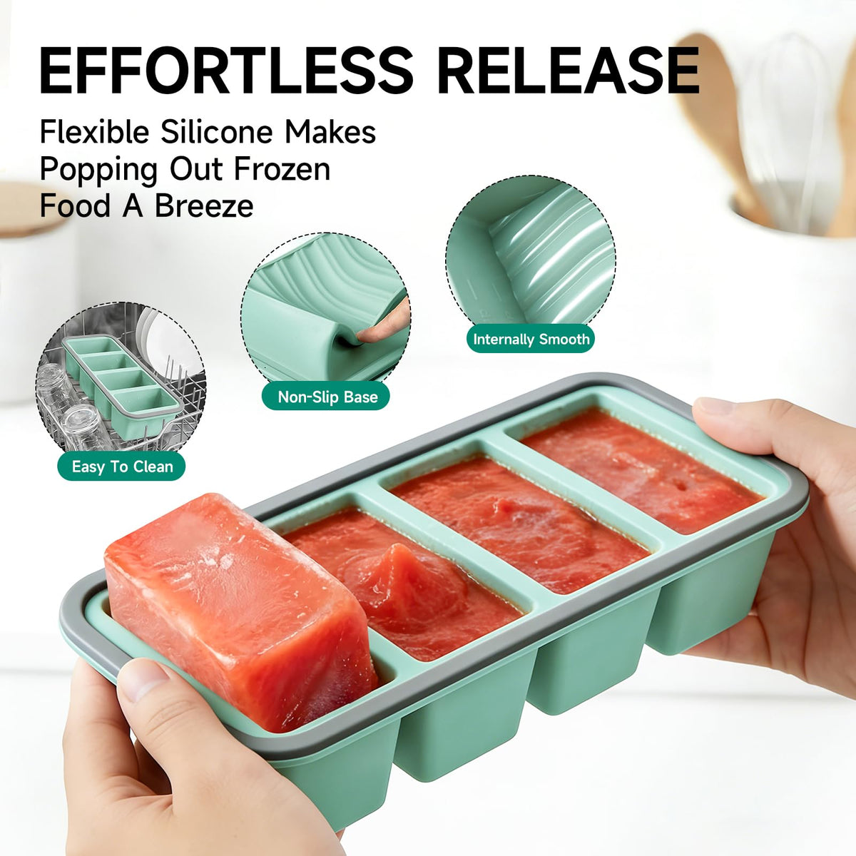 Tvmania 2-Pack Silicone Freezer Trays with Lids, 1 Cup, 4-Compartment 🍁 All In One Marketplace Canada