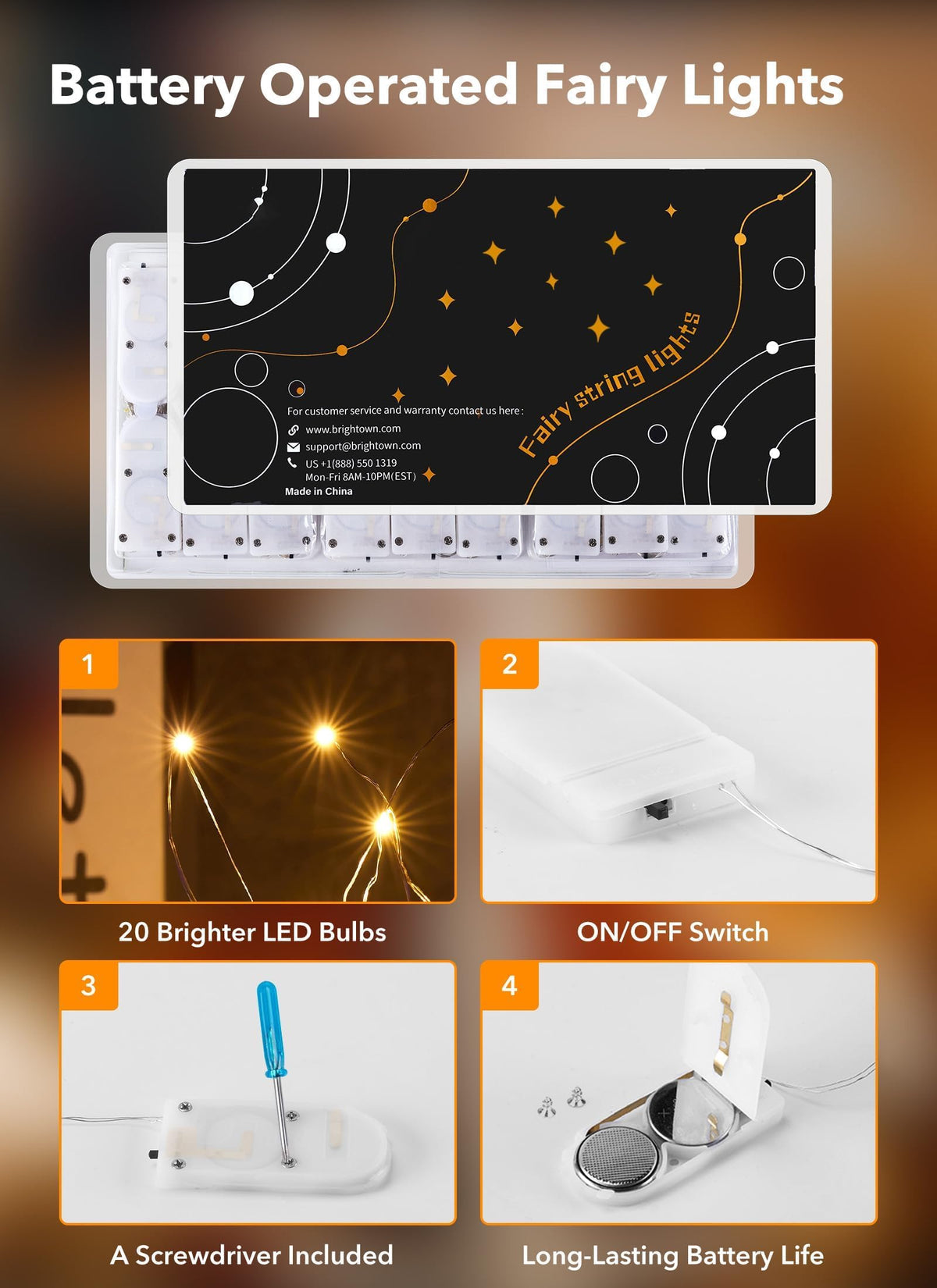 12 Pack LED Fairy Lights Battery Operated String Lights - 7 ft 20 LED Firefly Silver Wire Lights for DIY Wedding Party Bedroom Patio Christmas, Warm White 🍁 All In One Marketplace Canada