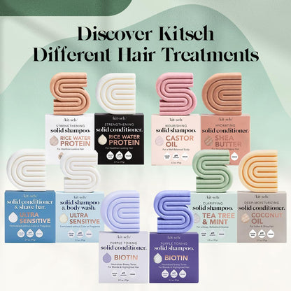 Kitsch Rosemary & Biotin Shampoo and Conditioner Set for Hair Growth - Strengthening, Thickening & Volumizing Shampoo and Conditioner Bar - Paraben, Sulfate & Silicone Free - 2 pack - Available at All In One Marketplace Canada