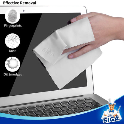MR.SIGA Premium Microfiber Cleaning Cloths for Lens, Eyeglasses, Screens, Tablets, Glasses, 6 Pack, 6 x 7 inch