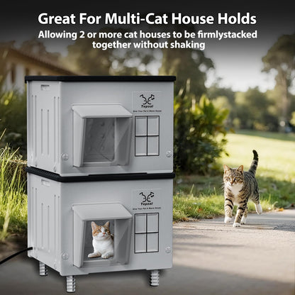 Indestructible Heated Cat House for Outside - 100% Waterproof & Weatherproof Heated Outdoor Cat House with Escape Door for Winter, Insulated Feral Cat Shelter for Porch Barns Strays 17.7x15x17.5 in 🍁 All In One Marketplace Canada