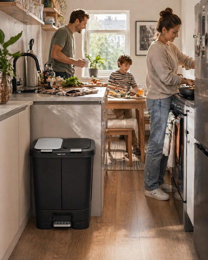 Step N’ Sort 40L Dual Compartment Recycling Bin – Slim Kitchen Waste & Recycling System (2 × 20L) Step N' Sort