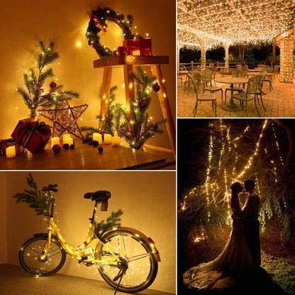 Lomotech Solar String Lights Outdoor - 2 Pack Total 66ft 200LED Solar Fairy Lights Waterproof 8 Modes Twinkle Lights for Outdoor, Patio, Garden, Yard, Party, Wedding, Tree Decoration (Warm White)