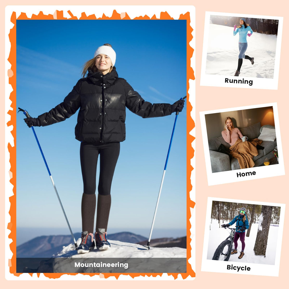 Knee High Socks for Women Boot Black Long Thick Warm Winter Socks Support For Hiking Work(5 Pairs Black) 🍁 All In One Marketplace Canada