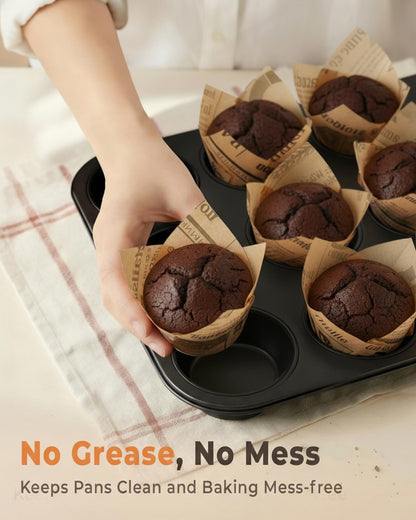 Bake Choice 200pc Standard Tulip Cupcake Liners for Baking, Newspaper Print 🍁 All In One Marketplace Canada