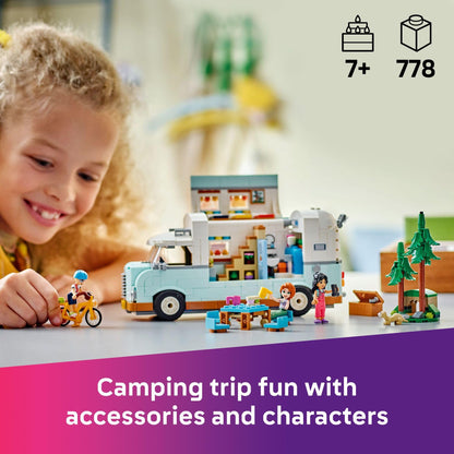 LEGO Friends Friendship Camper Van Adventure Toy Building Set - Pretend Play Set for Kids, Girls and Boys, Ages 7+ - Gift Idea for Birthday - with 3 Minidolls and Ferret Figure - 42663