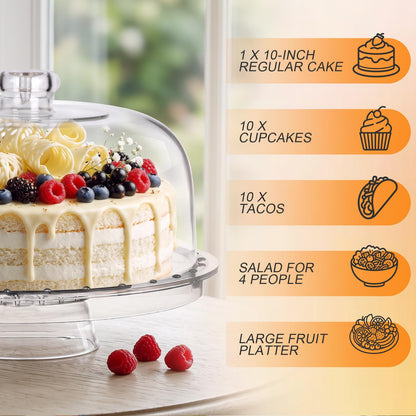 Almcmy Acrylic Cake Stand with Dome for Party Desserts, 1 Spoon 1 Fork 🍁 All In One Marketplace Canada