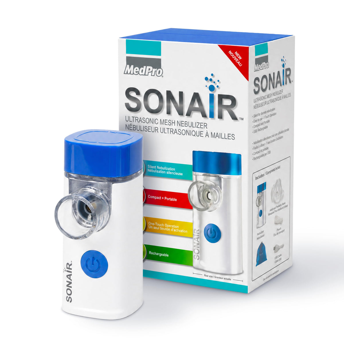 MedPro Sonair Portable Mesh Nebulizer for Adults & Kids, Rechargeable