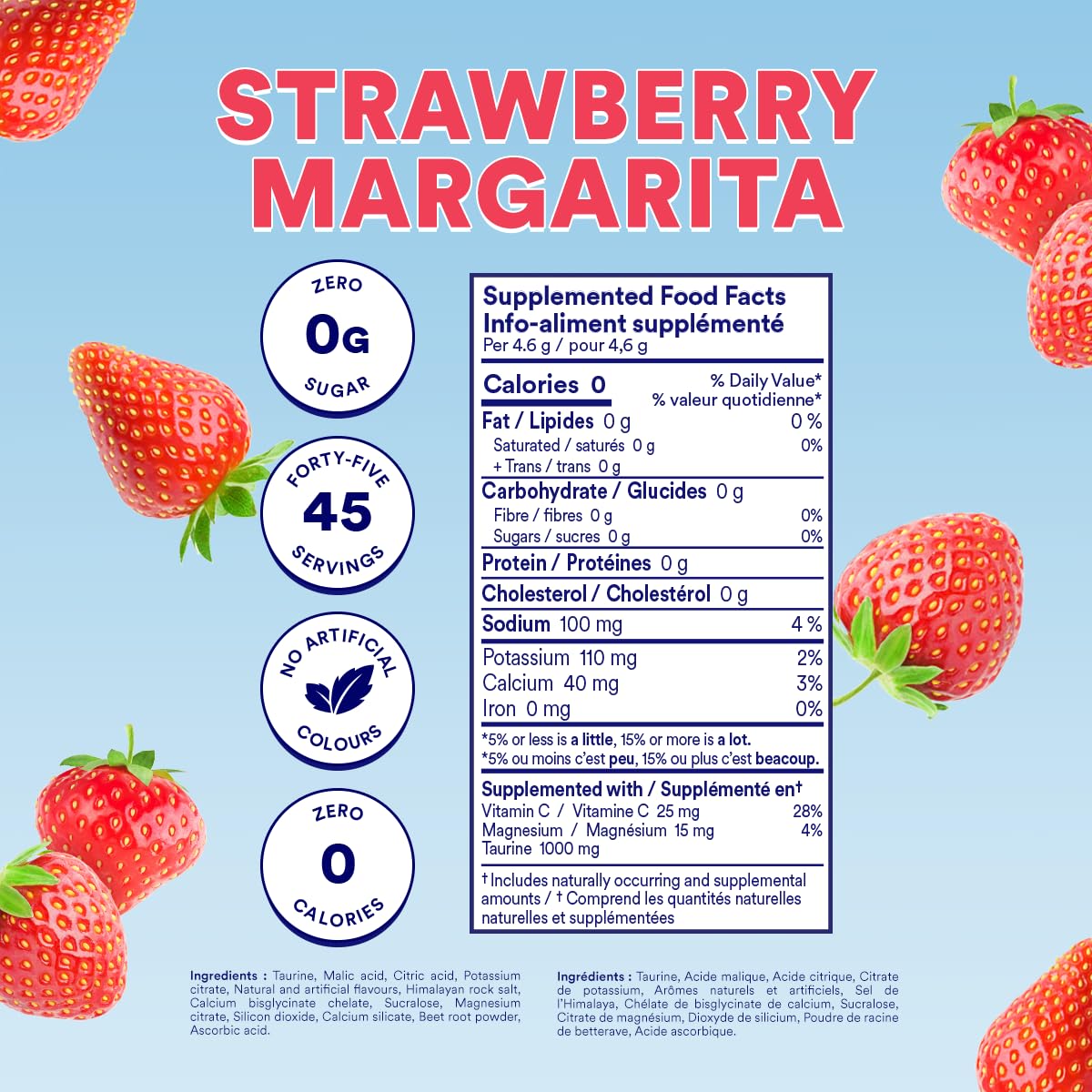 Cira Hydration Electrolytes Powder - Daily Electrolyte Powder, Sugar Free w Himalayan Salt, Magnesium, Potassium, Hydration Powder for Dehydration Relief & Recovery - Strawberry Margarita, 45 Servings