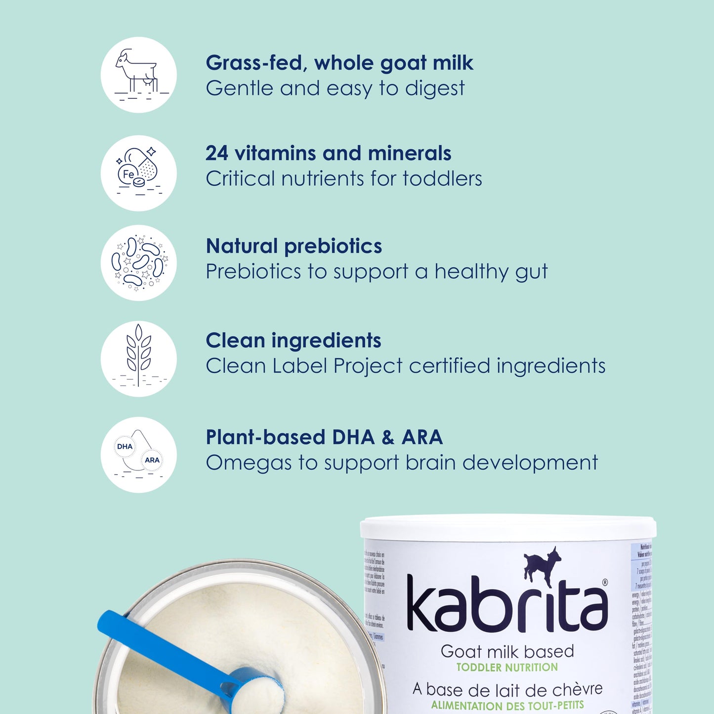 Kabrita Goat Milk Toddler Formula - Ages 12-36 Months - Vitamin D, Iron & DHA - 800g