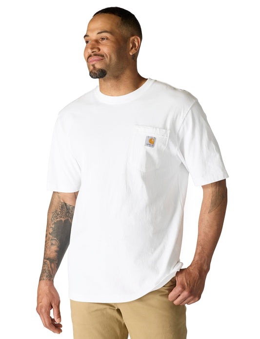 Carhartt T-shirt de travail à manches courtes K87 pour homme (tailles standards et grandes tailles), Blanc, Large 🍁 All In One Marketplace Canada
